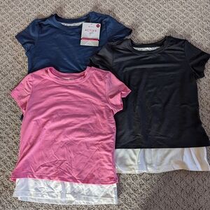 Active USA Girls' Pink and Black Layered Tops